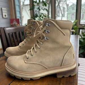 Sorel Beige Suede Lace-Up Boots